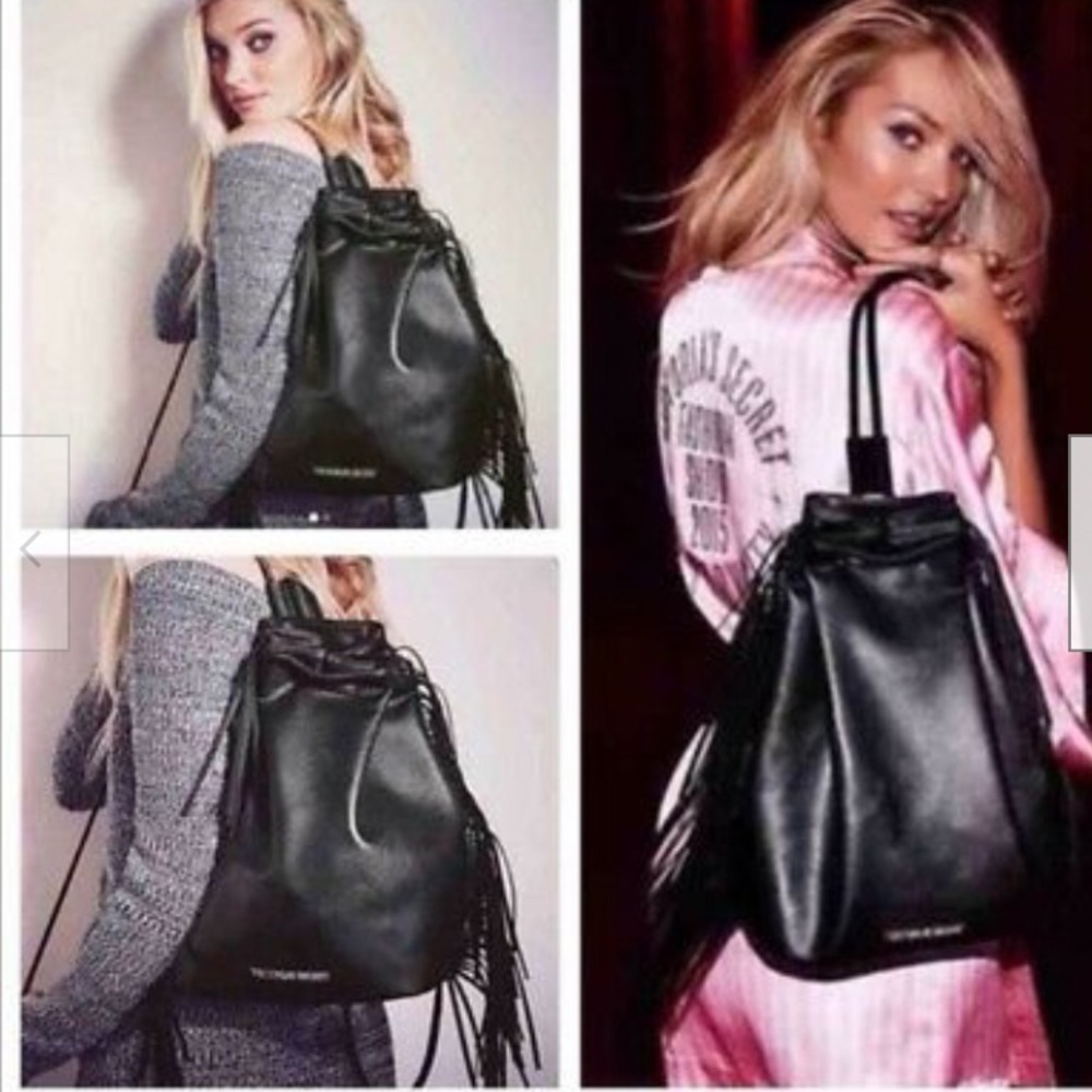 😍Victoria’s Secret Black Fringe BackPack Bag